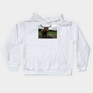 Scottish Highland Cattle Cow and Cat 2411 Kids Hoodie